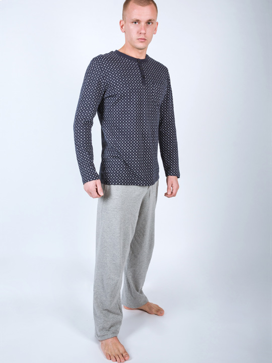 Комплект мужской GENTLEMEN PJ003 с брюками, синий/серый Gentlemen