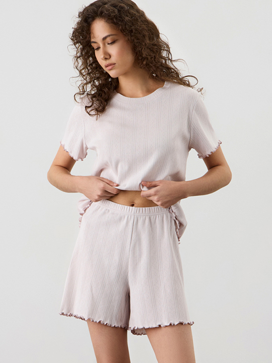 Пижама VERY NEAT E20264 с шортами "Зайчики", светло-розовый Very Neat